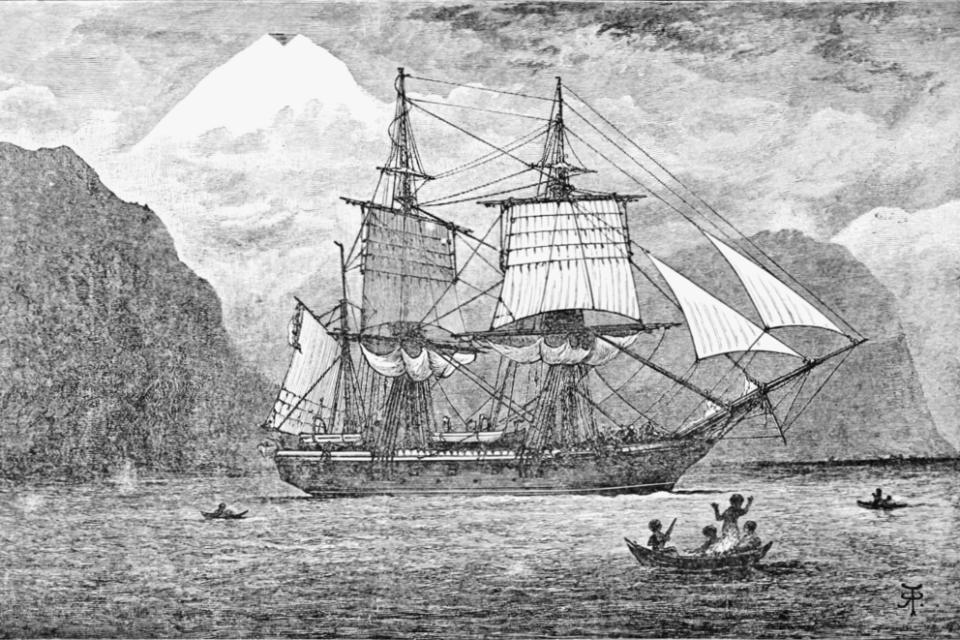 HMS Beagle in the Straits of Magellan