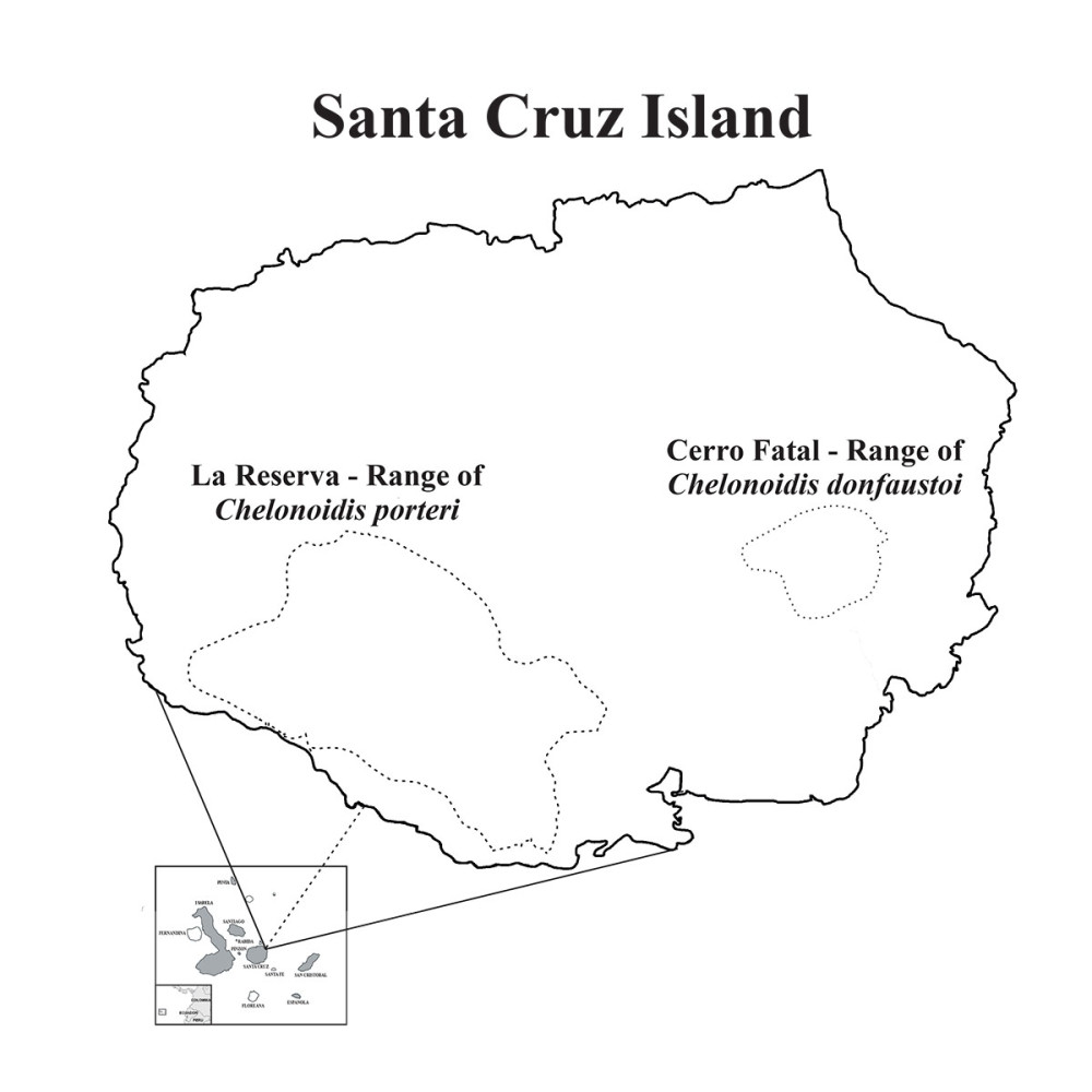Blog, map Santa Cruz tortoises (C) Nikos Poulakakis