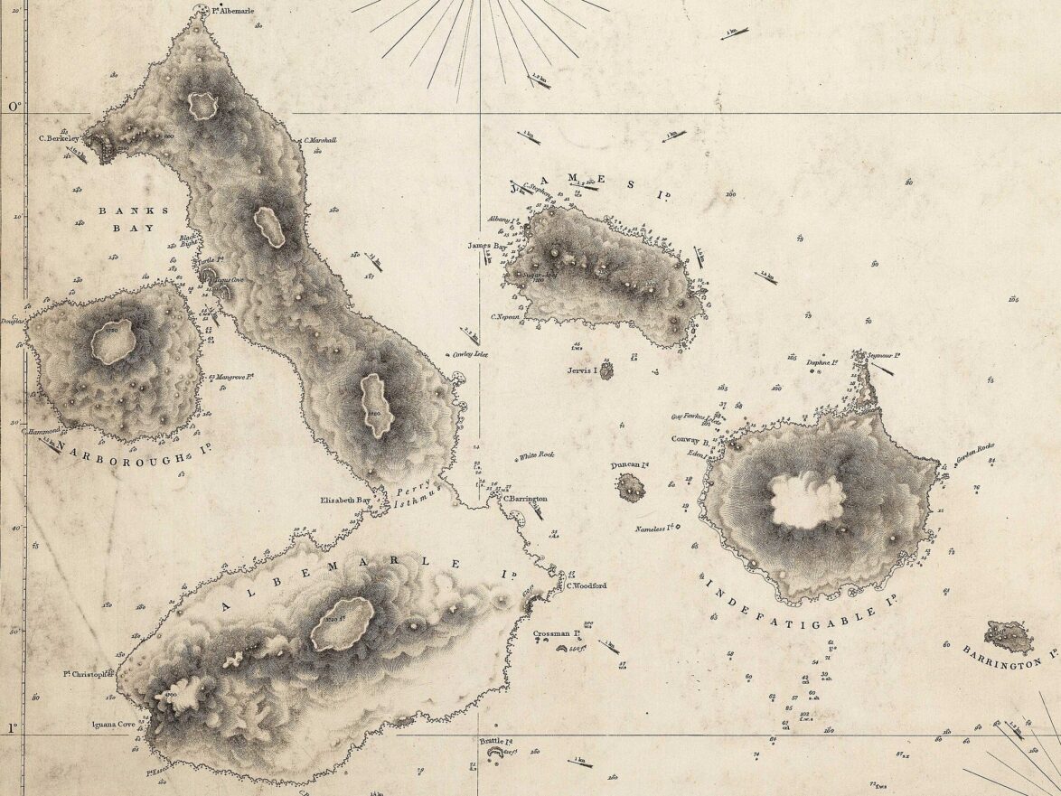 Part of an Admiralty Chart of the Galapagos Islands made by Robert FitzRoy, published 1841