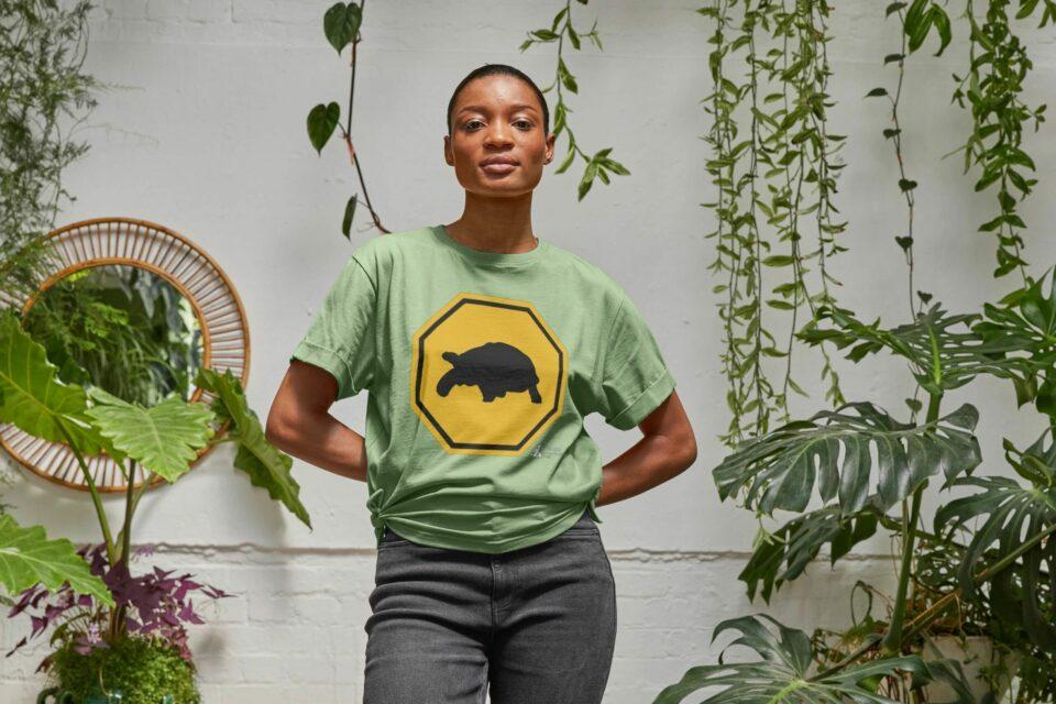 One of the Galapagos giant tortoise T-shirt designs from our Teemill store