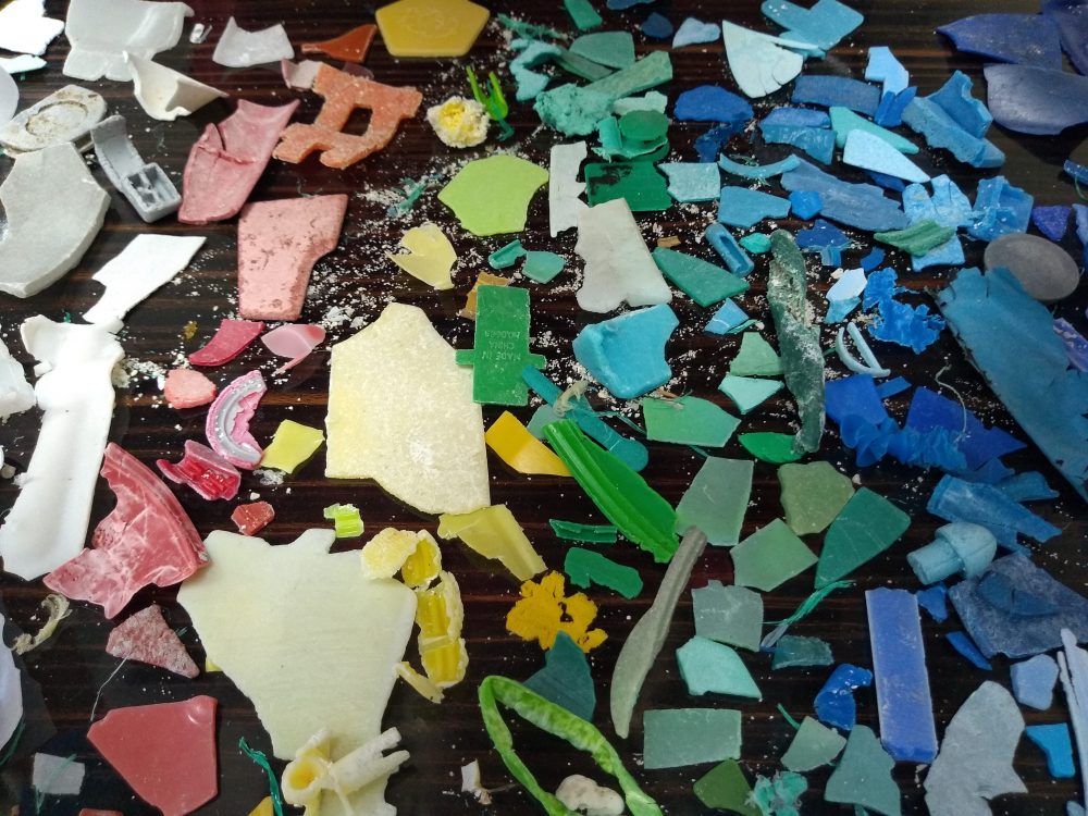 Multi-coloured plastic fragments