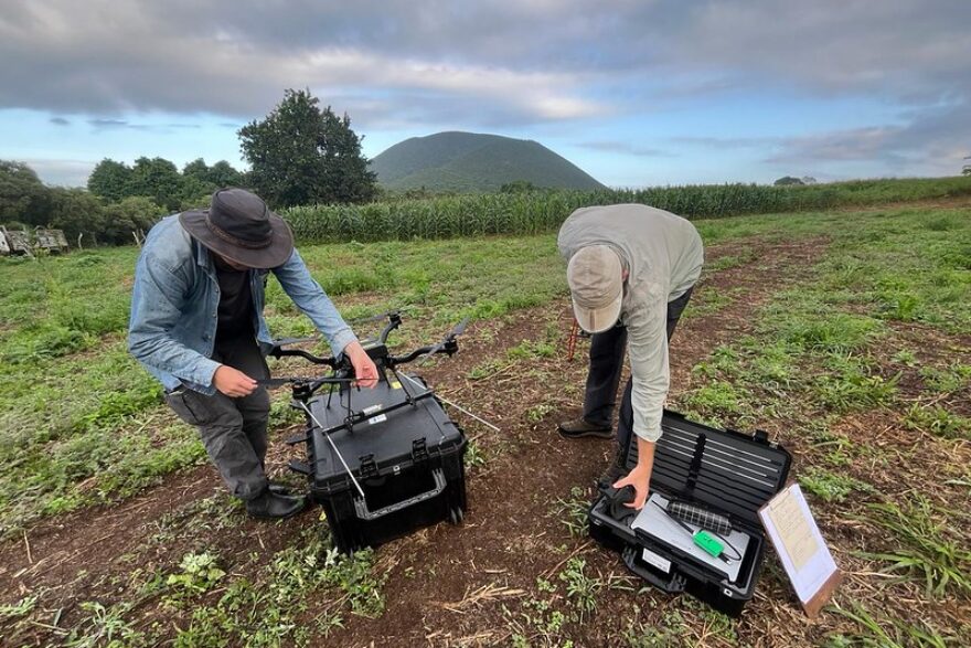 Setting up drones for monitoring finches on Floreana
